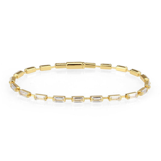 3W1710 - Gold Brass Bracelet with AAA Grade CZ in Clear-0