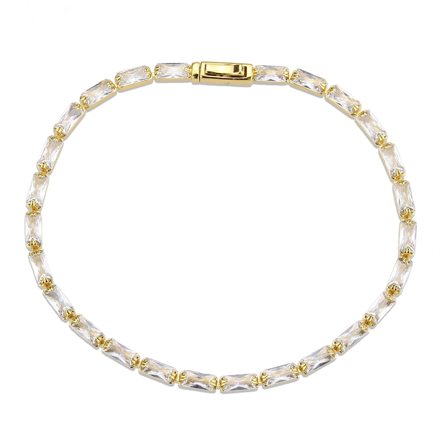 3W1716 - Gold Brass Bracelet with AAA Grade CZ in Clear-2