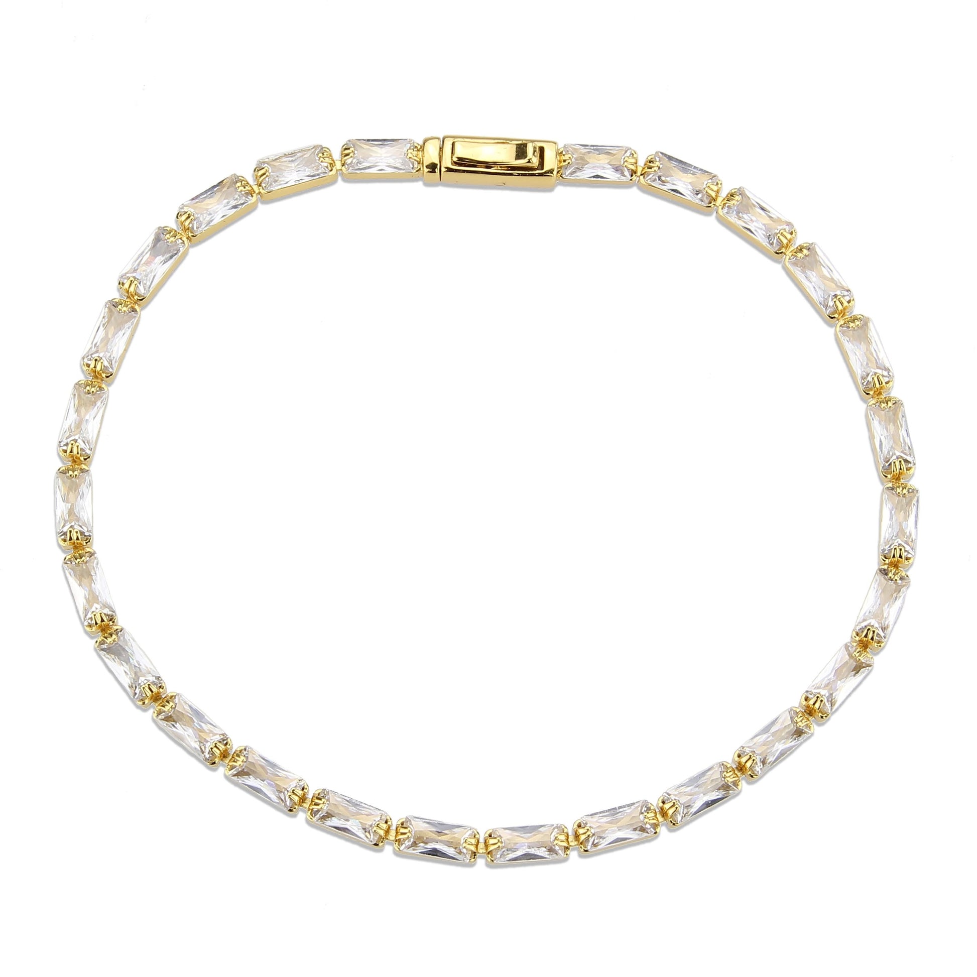 3W1716 - Gold Brass Bracelet with AAA Grade CZ in Clear-2