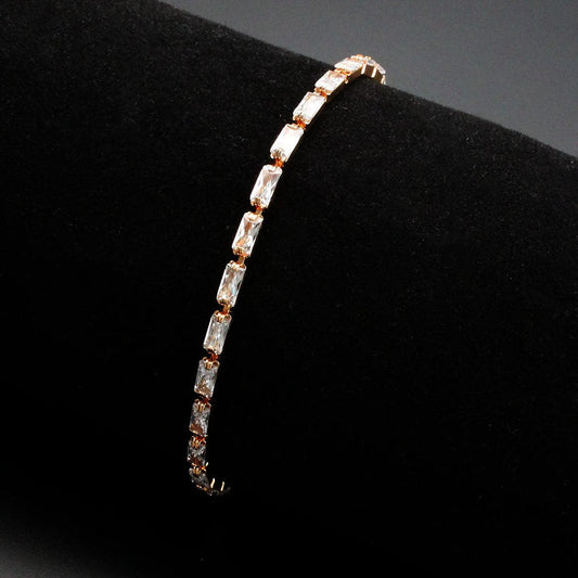 3W1717 - Rose Gold Brass Bracelet with AAA Grade CZ in Clear-1