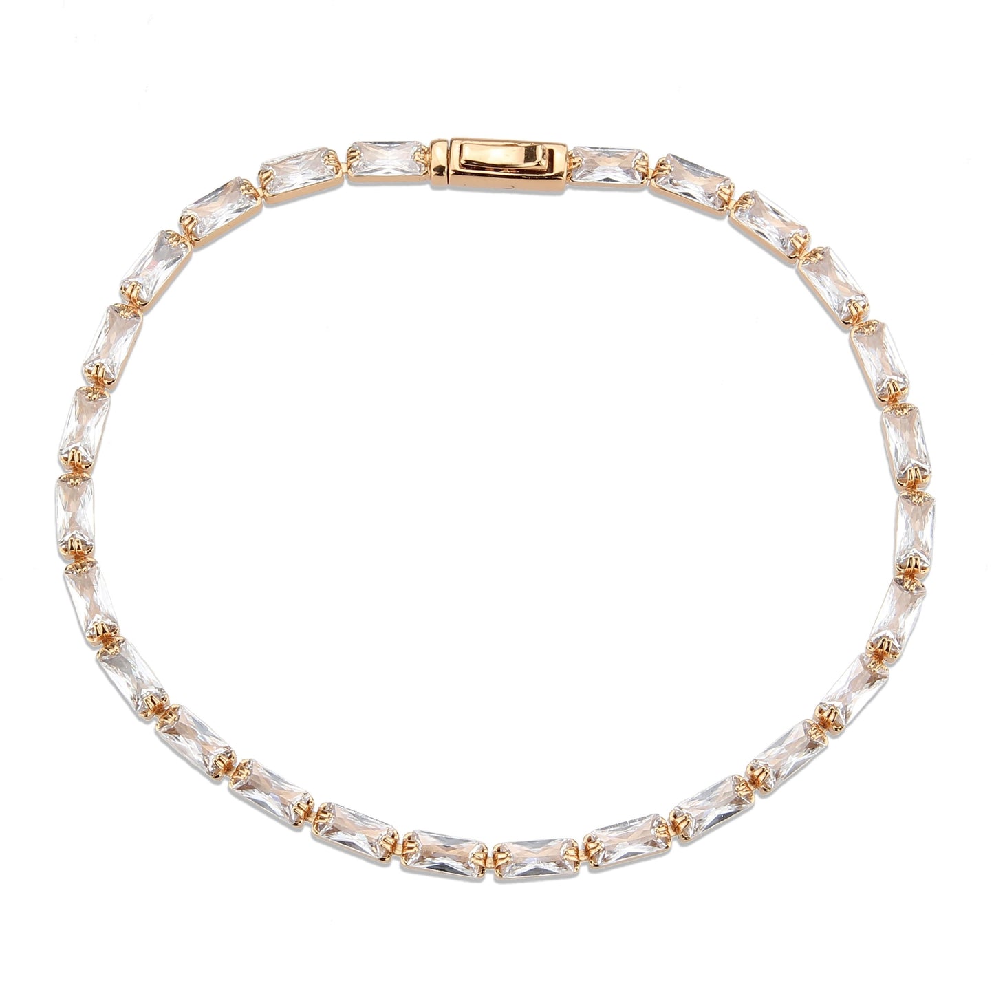 3W1717 - Rose Gold Brass Bracelet with AAA Grade CZ in Clear-2