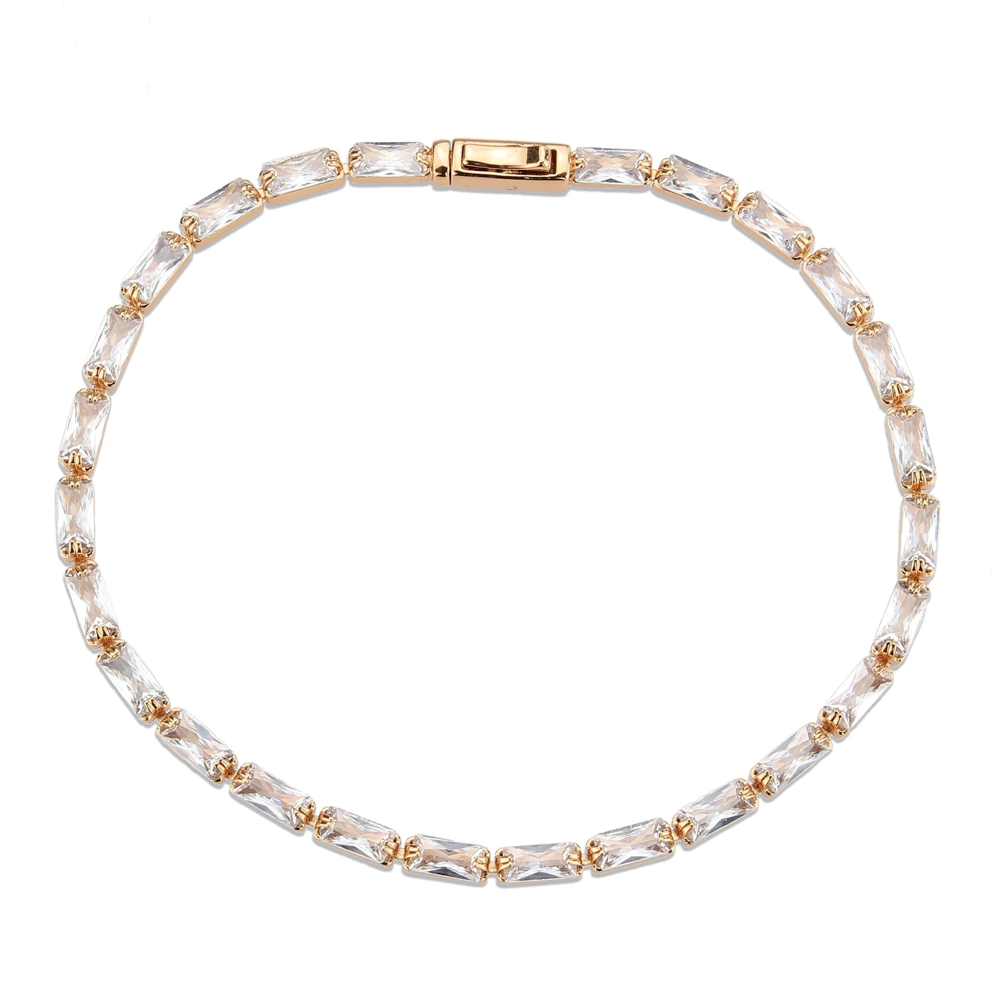 3W1717 - Rose Gold Brass Bracelet with AAA Grade CZ in Clear-2