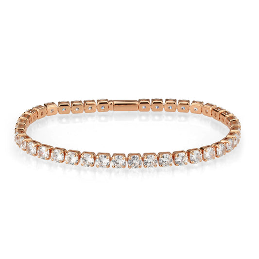 3W1720 - Rose Gold Brass Bracelet with AAA Grade CZ in Clear-0
