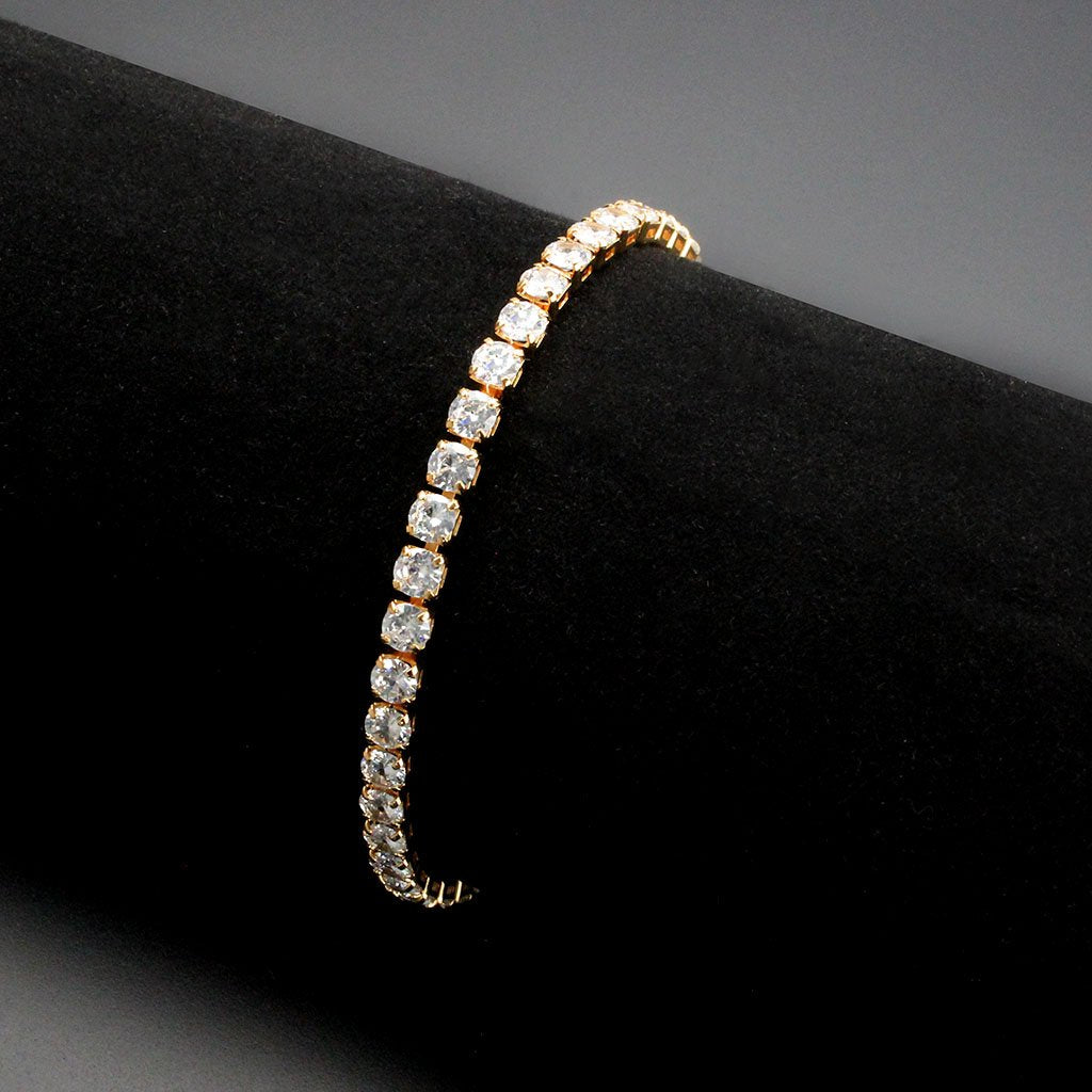 3W1720 - Rose Gold Brass Bracelet with AAA Grade CZ in Clear-1
