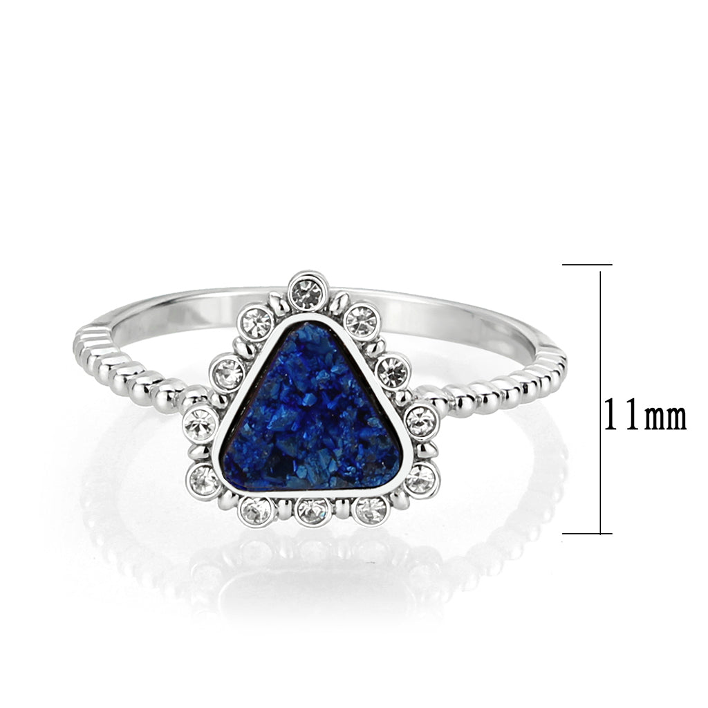 3W1730 -  Imitation Rhodium+E-coating Brass Ring with Druzy in Capri Blue-1