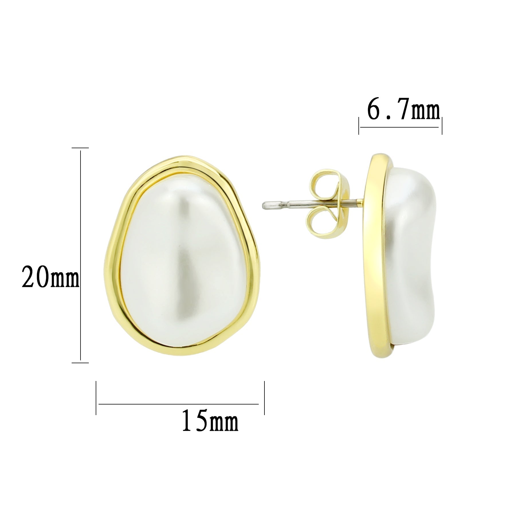 3W1732G - Flash Gold Brass Earring with Synthetic in White-1