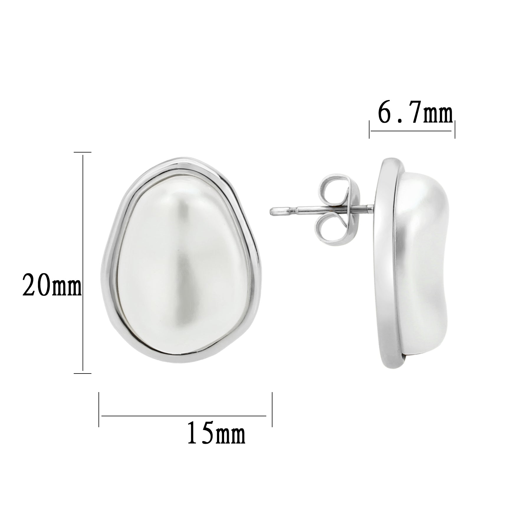 3W1732 - Imitation Rhodium Brass Earring with Synthetic in White-1