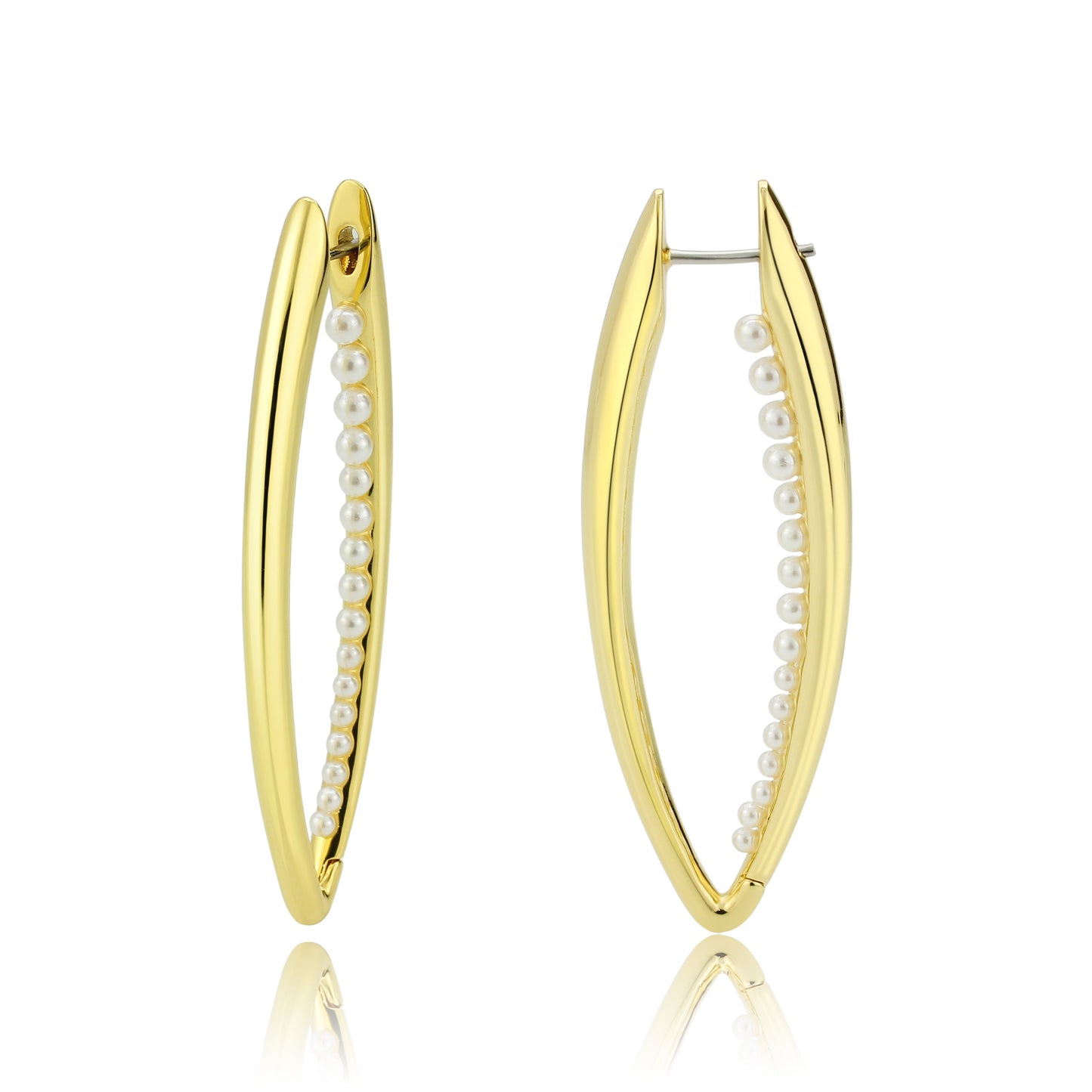 3W1734G - Flash Gold Brass Earring with Synthetic in White-0