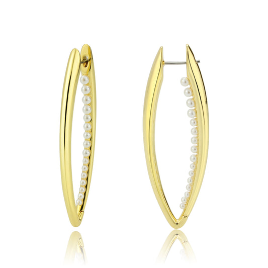 3W1734G - Flash Gold Brass Earring with Synthetic in White-0