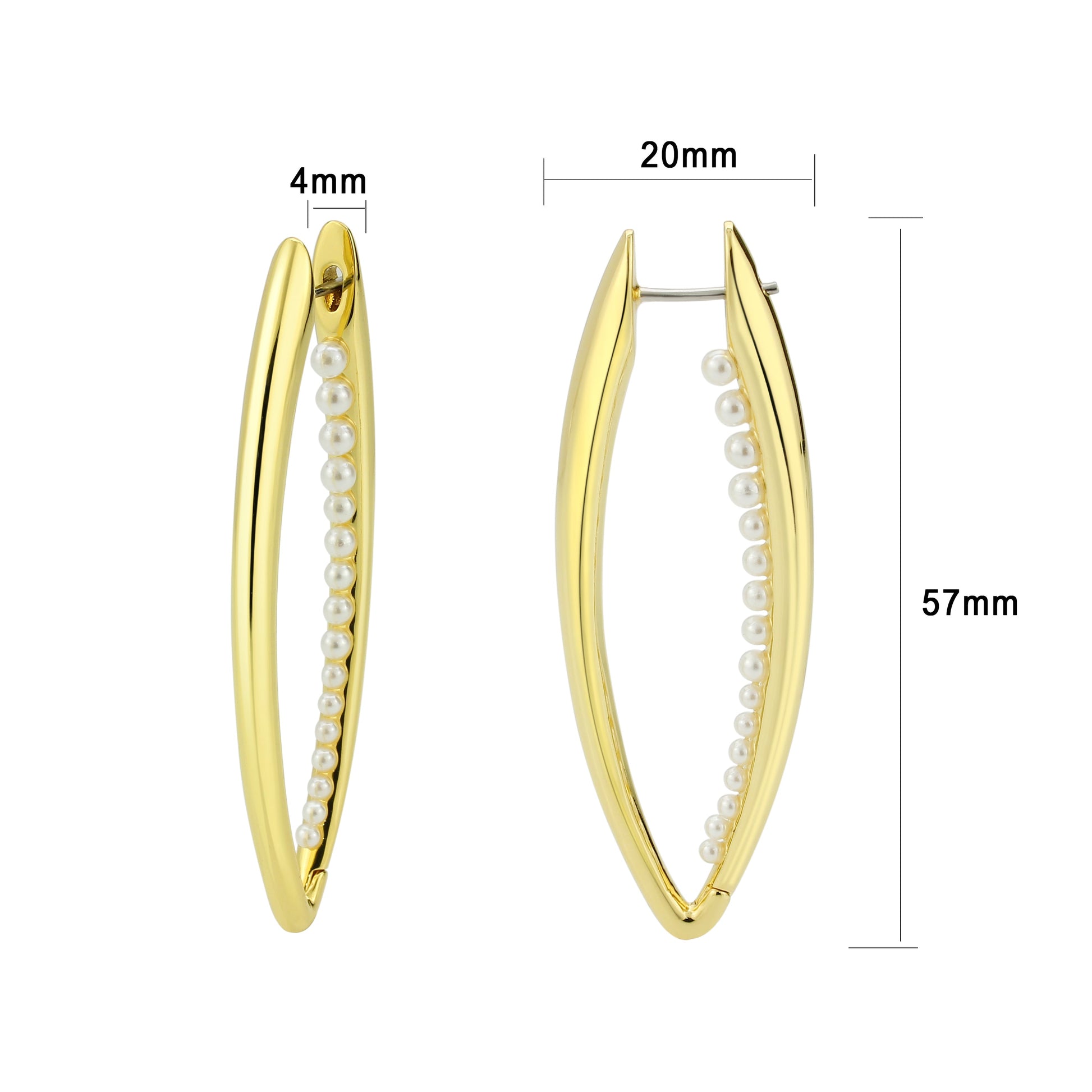 3W1734G - Flash Gold Brass Earring with Synthetic in White-1