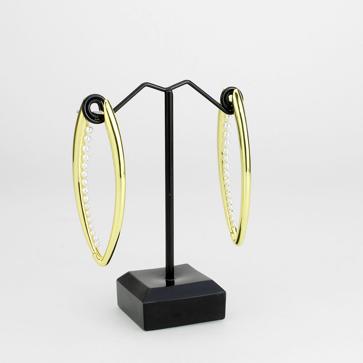 3W1734G - Flash Gold Brass Earring with Synthetic in White-2