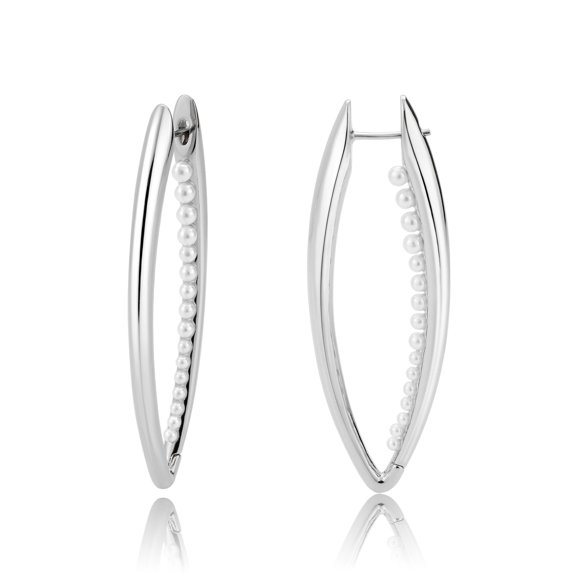 3W1734 - Imitation Rhodium Brass Earring with Synthetic in White-0