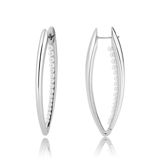 3W1734 - Imitation Rhodium Brass Earring with Synthetic in White-0
