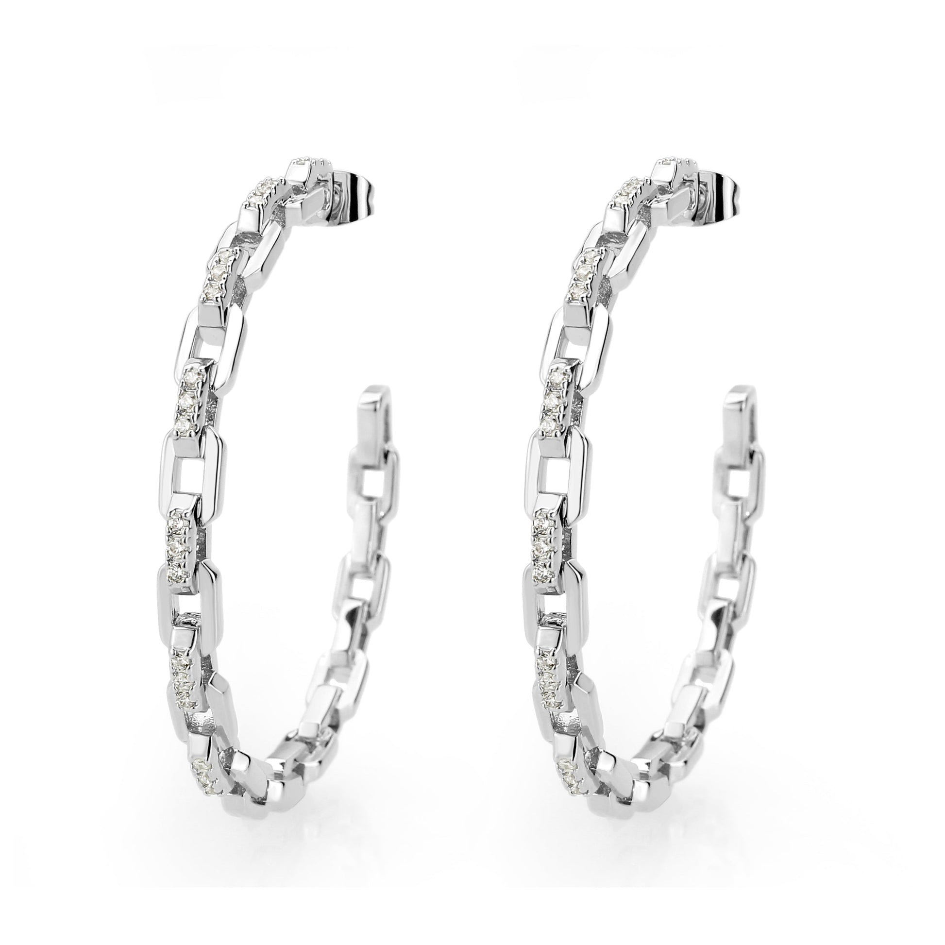 3W1735 - Imitation Rhodium Brass Earring with AAA Grade CZ in Clear-0