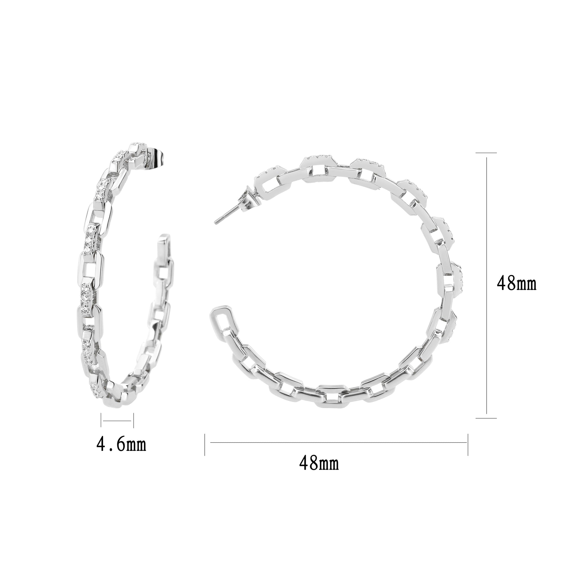 3W1735 - Imitation Rhodium Brass Earring with AAA Grade CZ in Clear-1