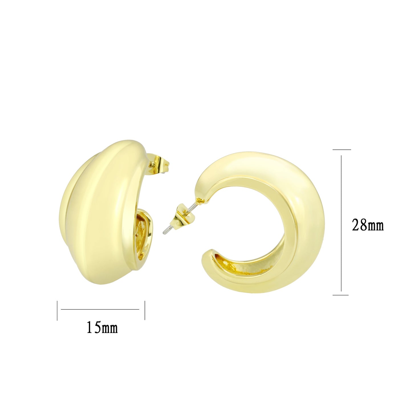 3W1739G - Flash Gold Brass Earring with NoStone in No Stone-1