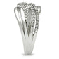3W174 - Rhodium Brass Ring with AAA Grade CZ  in Clear-3
