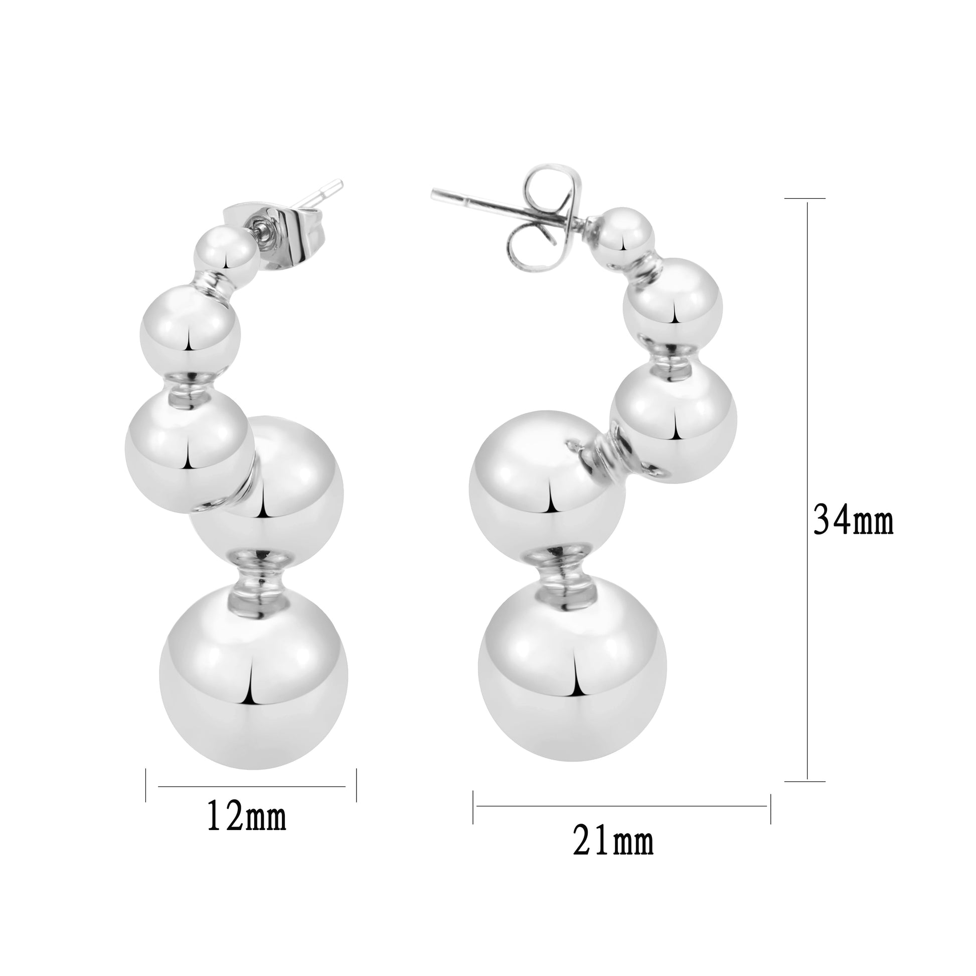 3W1752 - Imitation Rhodium Brass Earring with NoStone in No Stone-1