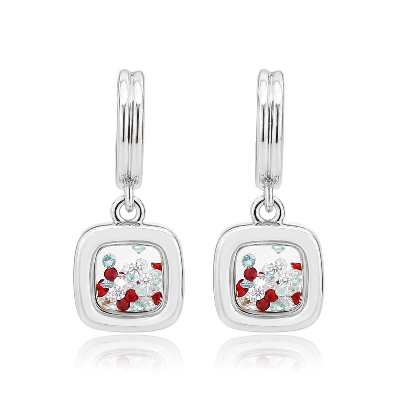 3W1756 - Imitation Rhodium Brass Earring with AAA Grade CZ in MultiColor-2