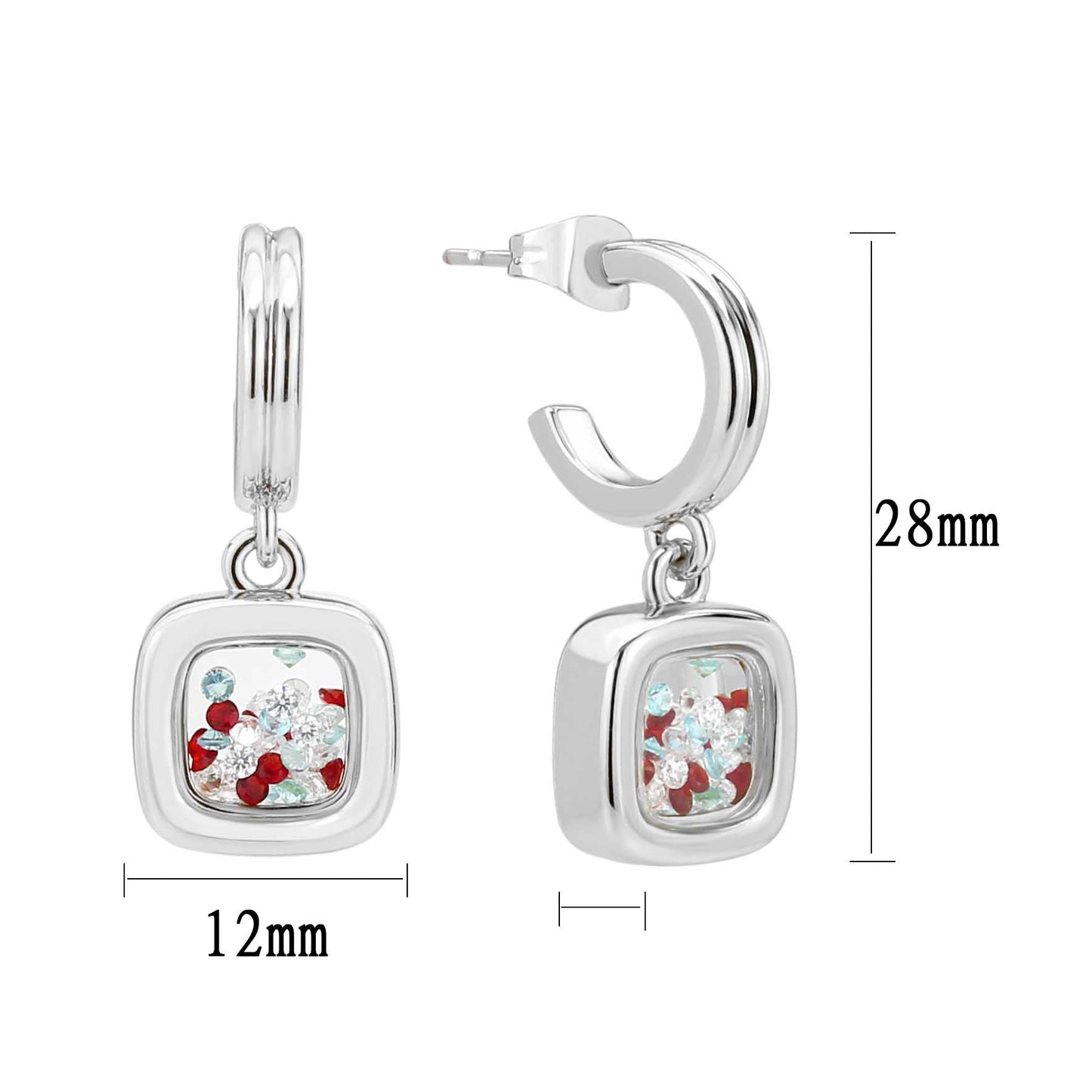 3W1756 - Imitation Rhodium Brass Earring with AAA Grade CZ in MultiColor-0