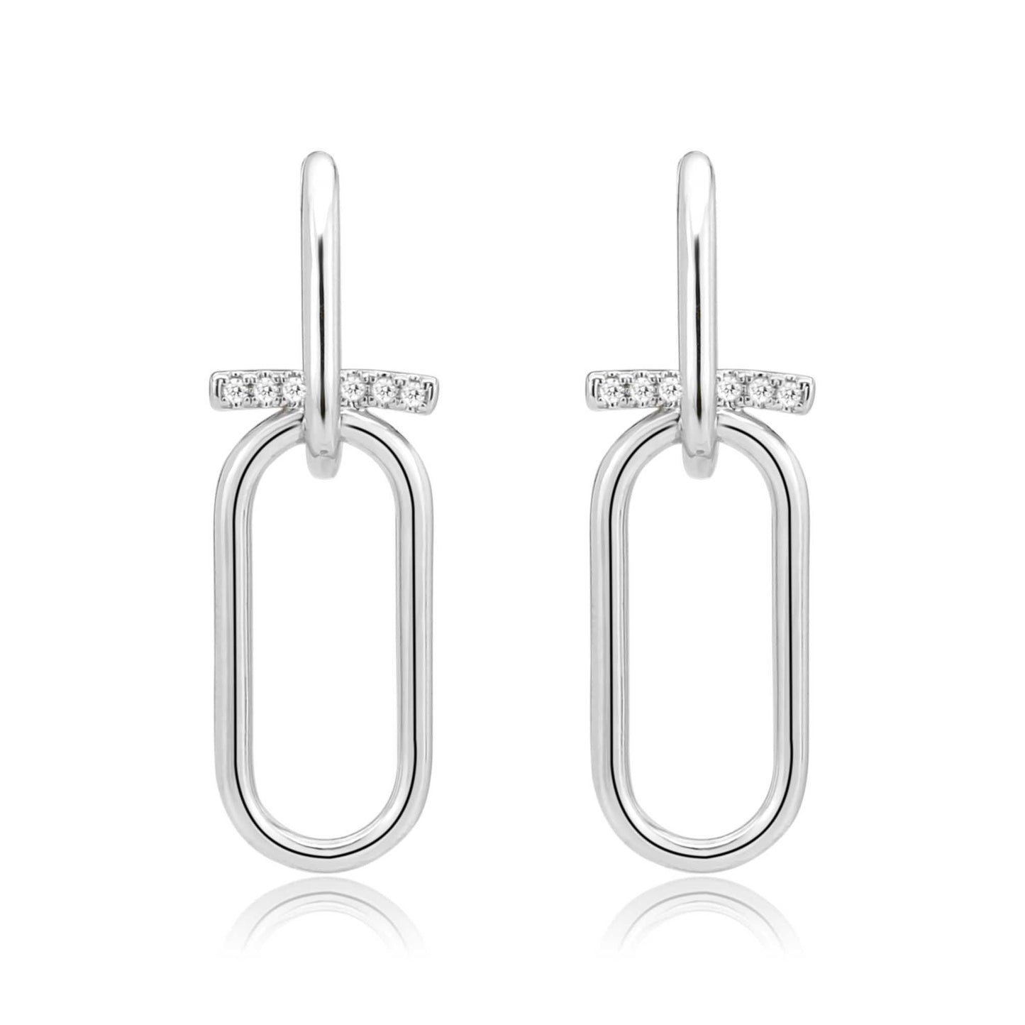 3W1763 - Imitation Rhodium Brass Earring with AAA Grade CZ in Clear-0