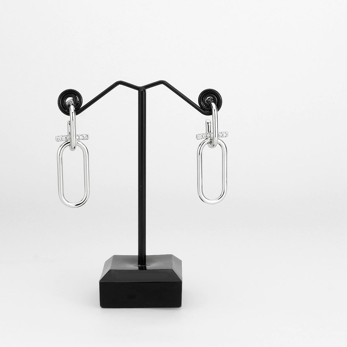 3W1763 - Imitation Rhodium Brass Earring with AAA Grade CZ in Clear-1