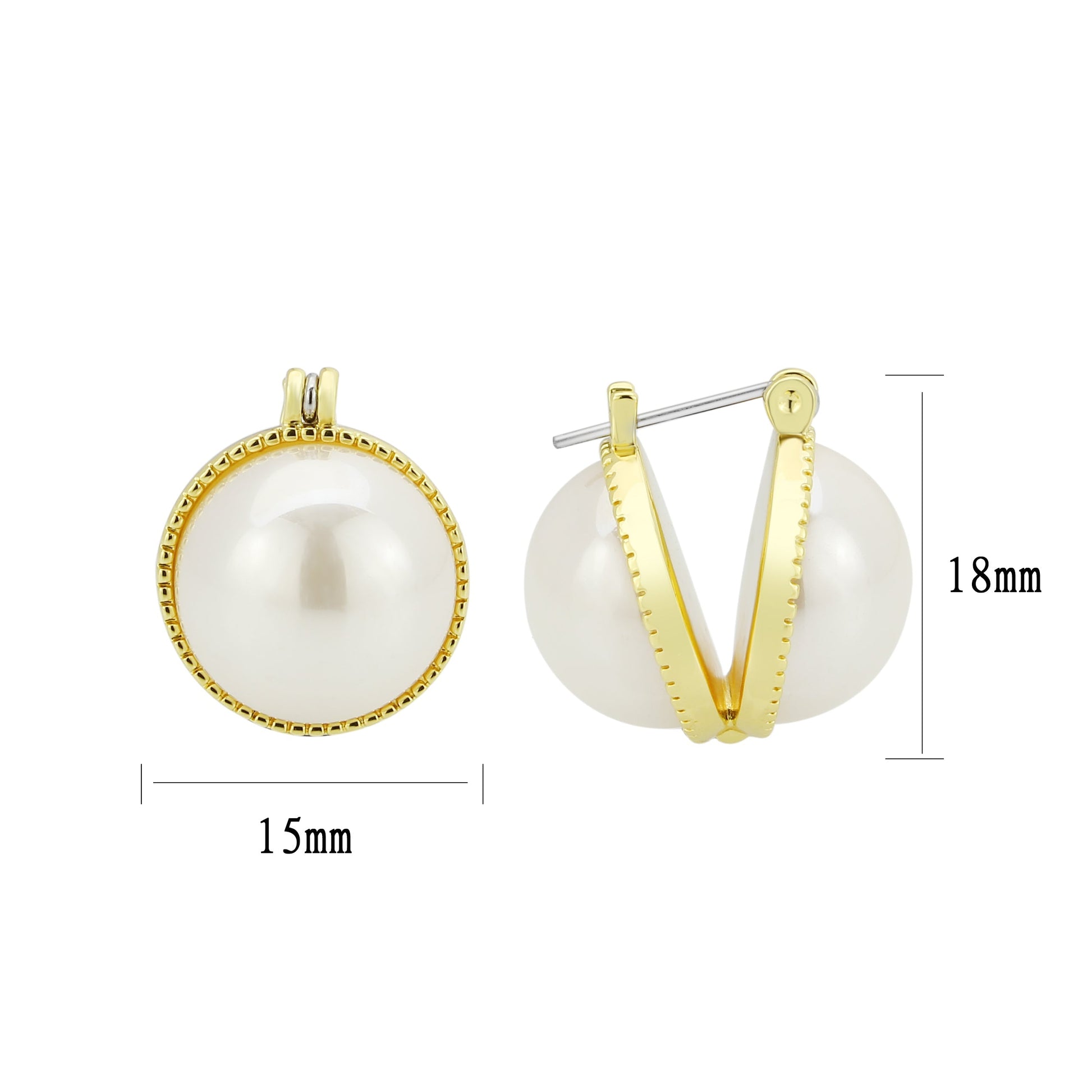 3W1764G - Flash Gold Brass Earring with Synthetic in White-2