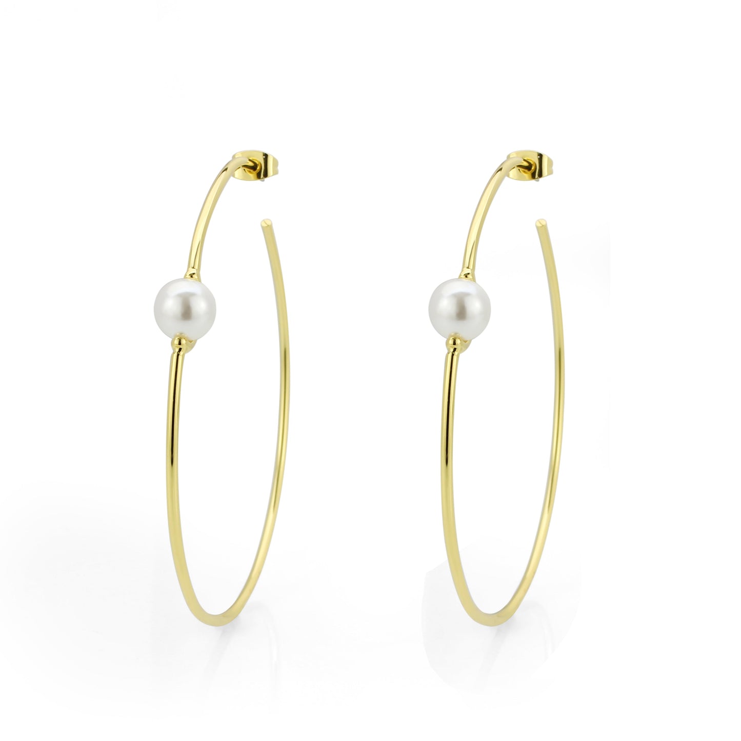 3W1769G - Flash Gold Brass Earring with Synthetic in White-2