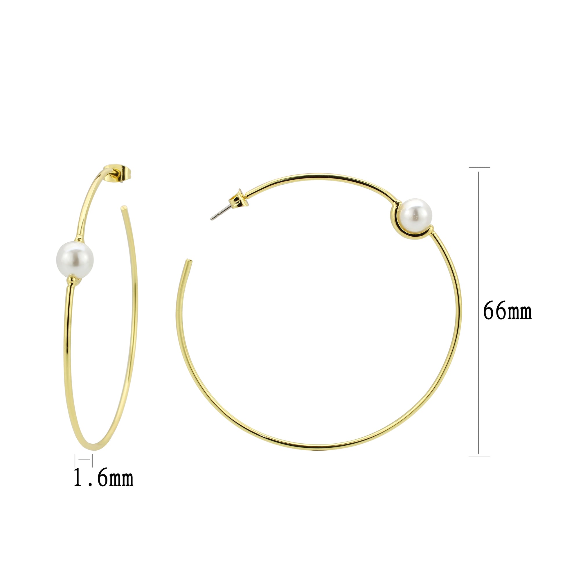 3W1769G - Flash Gold Brass Earring with Synthetic in White-0