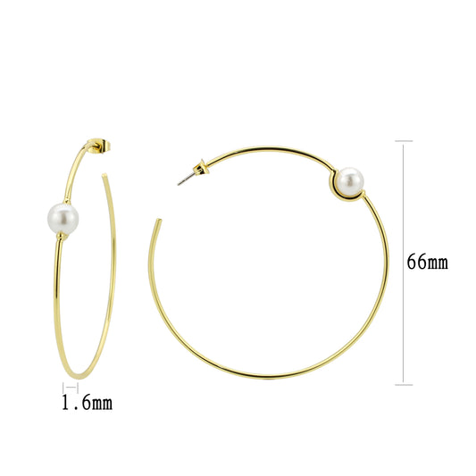 3W1769G - Flash Gold Brass Earring with Synthetic in White-0