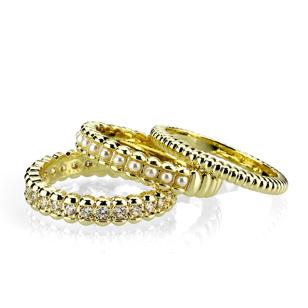 3W1798 - Flash Gold Brass Ring with AAA Grade CZ  In Clear-2