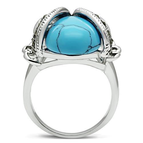 3W181 - Rhodium Brass Ring with Synthetic Turquoise in Sea Blue-3