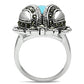 3W181 - Rhodium Brass Ring with Synthetic Turquoise in Sea Blue-2
