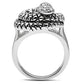 3W183 - Rhodium Brass Ring with Top Grade Crystal  in Clear-2