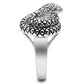 3W183 - Rhodium Brass Ring with Top Grade Crystal  in Clear-3