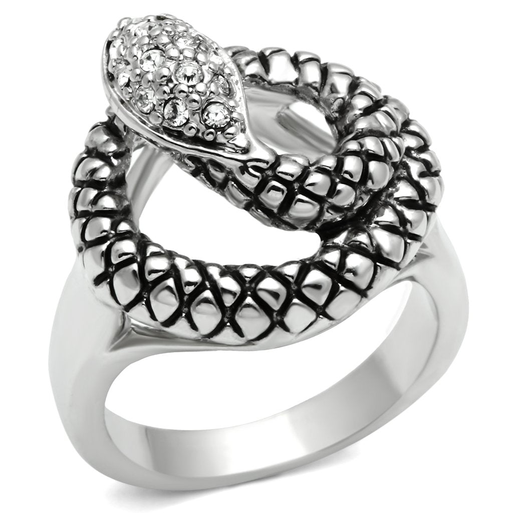 3W183 - Rhodium Brass Ring with Top Grade Crystal  in Clear-0