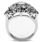 3W184 - Rhodium Brass Ring with AAA Grade CZ  in Clear-2