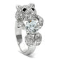3W187 - Rhodium Brass Ring with AAA Grade CZ  in Clear-1