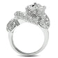 3W187 - Rhodium Brass Ring with AAA Grade CZ  in Clear-3