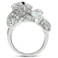 3W187 - Rhodium Brass Ring with AAA Grade CZ  in Clear-2