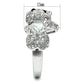3W187 - Rhodium Brass Ring with AAA Grade CZ  in Clear-4