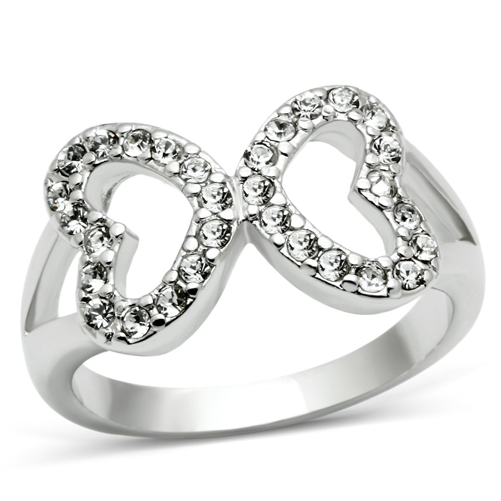 3W189 - Rhodium Brass Ring with Top Grade Crystal  in Clear-0