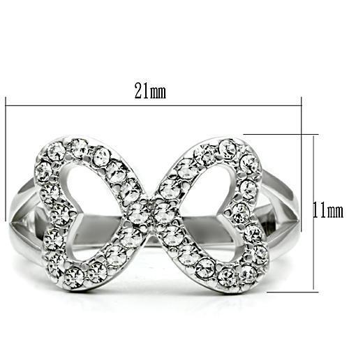 3W189 - Rhodium Brass Ring with Top Grade Crystal  in Clear-1
