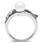 3W191 - Rhodium Brass Ring with Synthetic Pearl in White-3