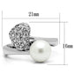 3W192 - Rhodium Brass Ring with Synthetic Pearl in White-1