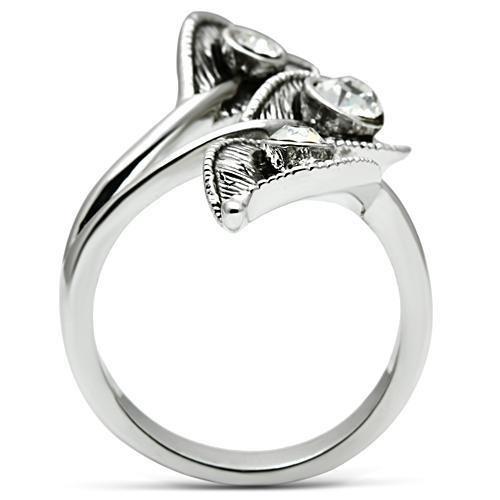3W193 - Rhodium Brass Ring with Top Grade Crystal  in Clear-2