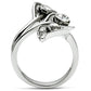 3W193 - Rhodium Brass Ring with Top Grade Crystal  in Clear-2