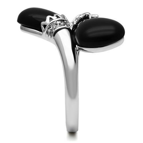 3W195 - Rhodium Brass Ring with Semi-Precious Onyx in Jet-3