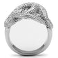 3W196 - Rhodium Brass Ring with AAA Grade CZ  in Clear-2