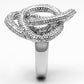 3W196 - Rhodium Brass Ring with AAA Grade CZ  in Clear-3